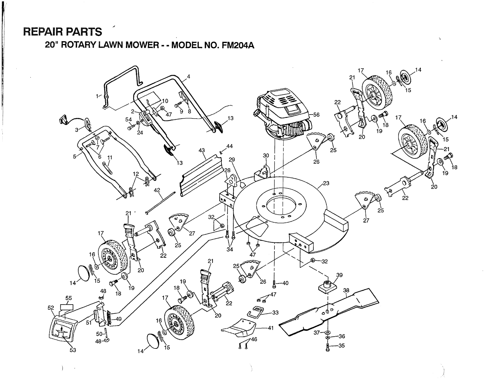 AYP FM204A Parts List