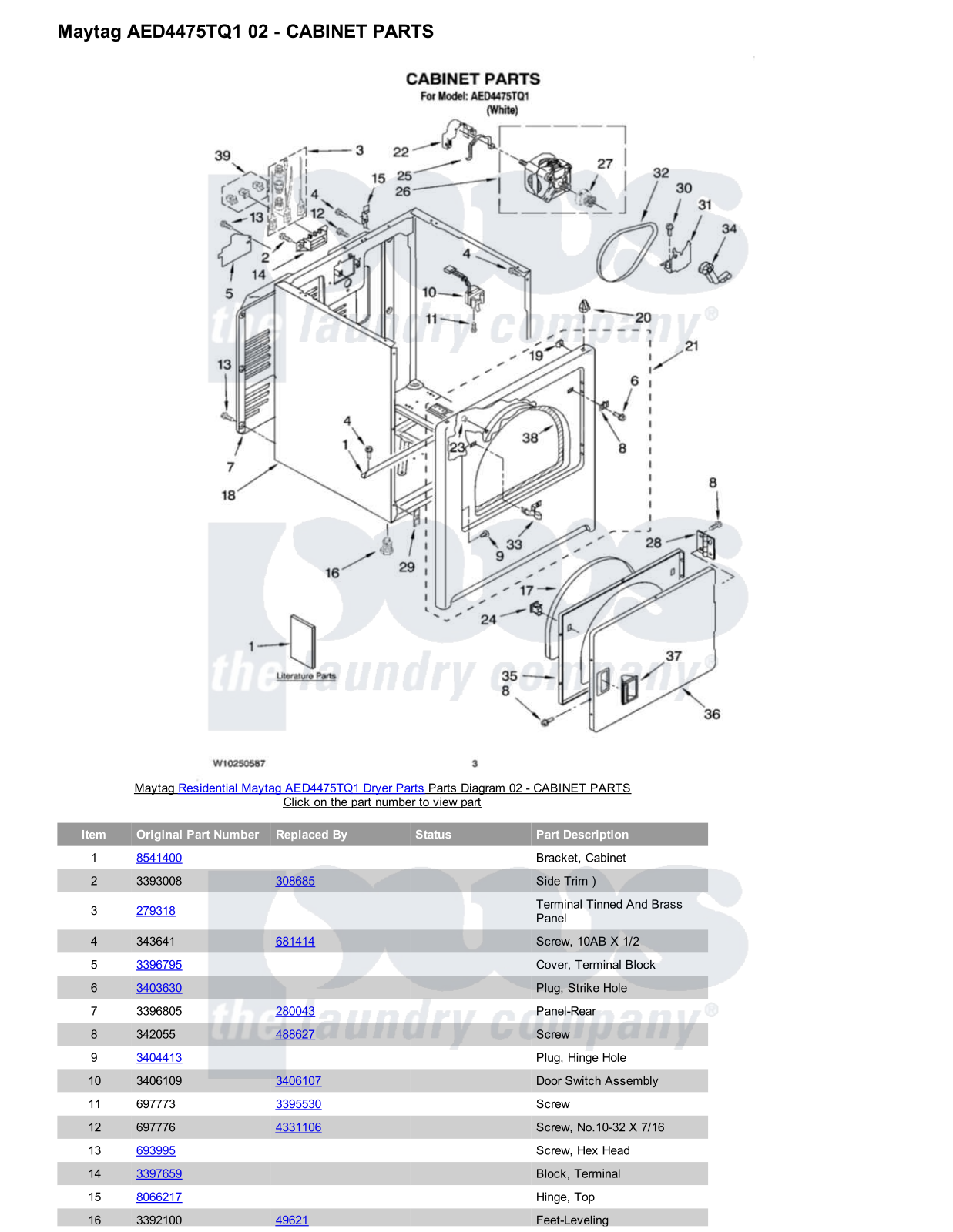 Maytag AED4475TQ1 Parts Diagram