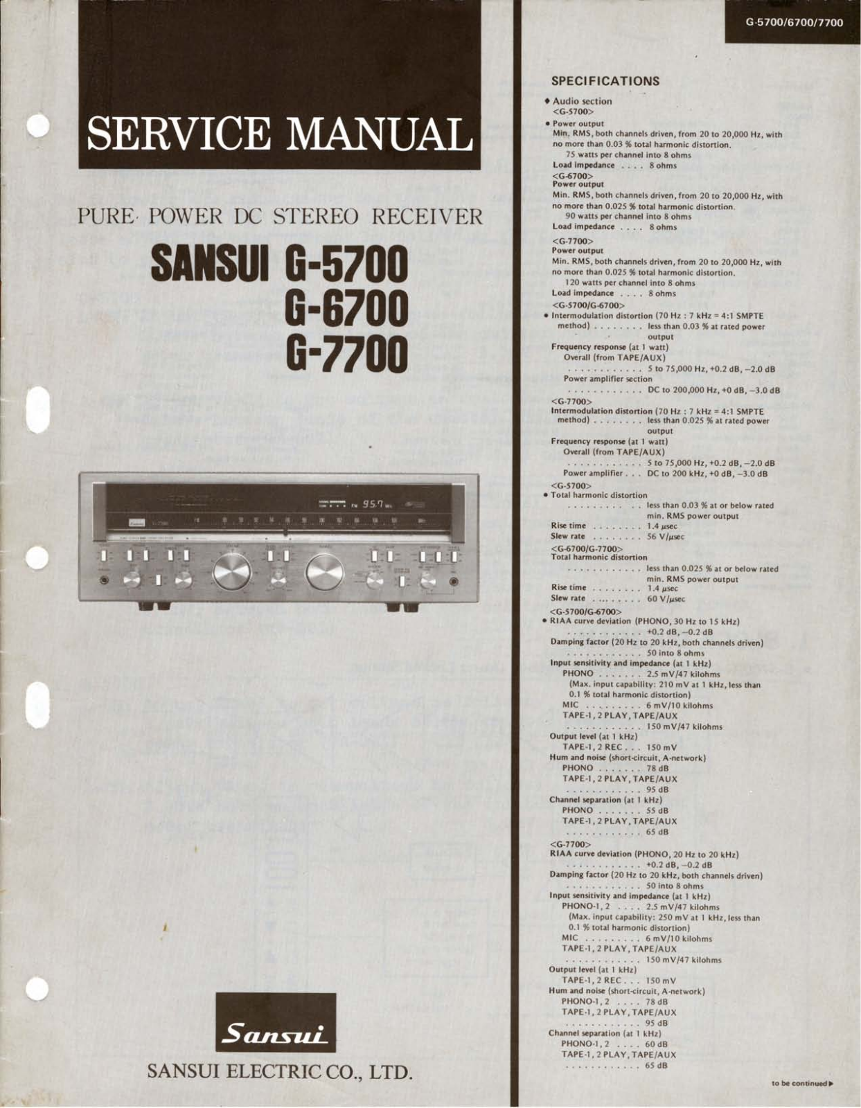 Sansui G-5700, G-6700, G-7700 Service Manual