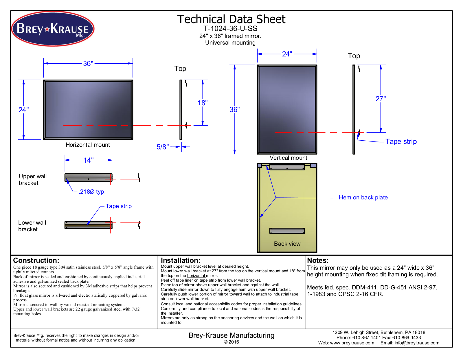 Brey-Krause BRKR1007 Specifications - ManualMachine.com