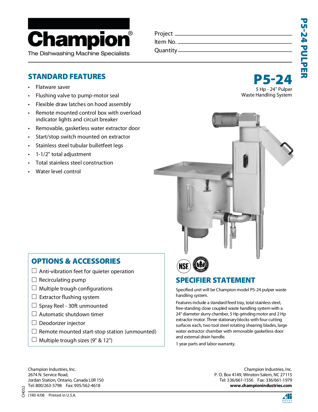 Champion P5-24 General Manual