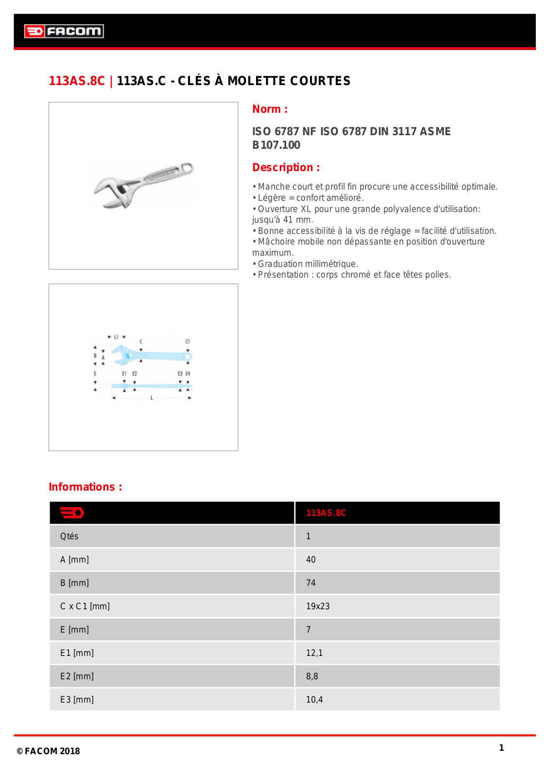 Facom 113AS.8CPB Specification - ManualMachine.com