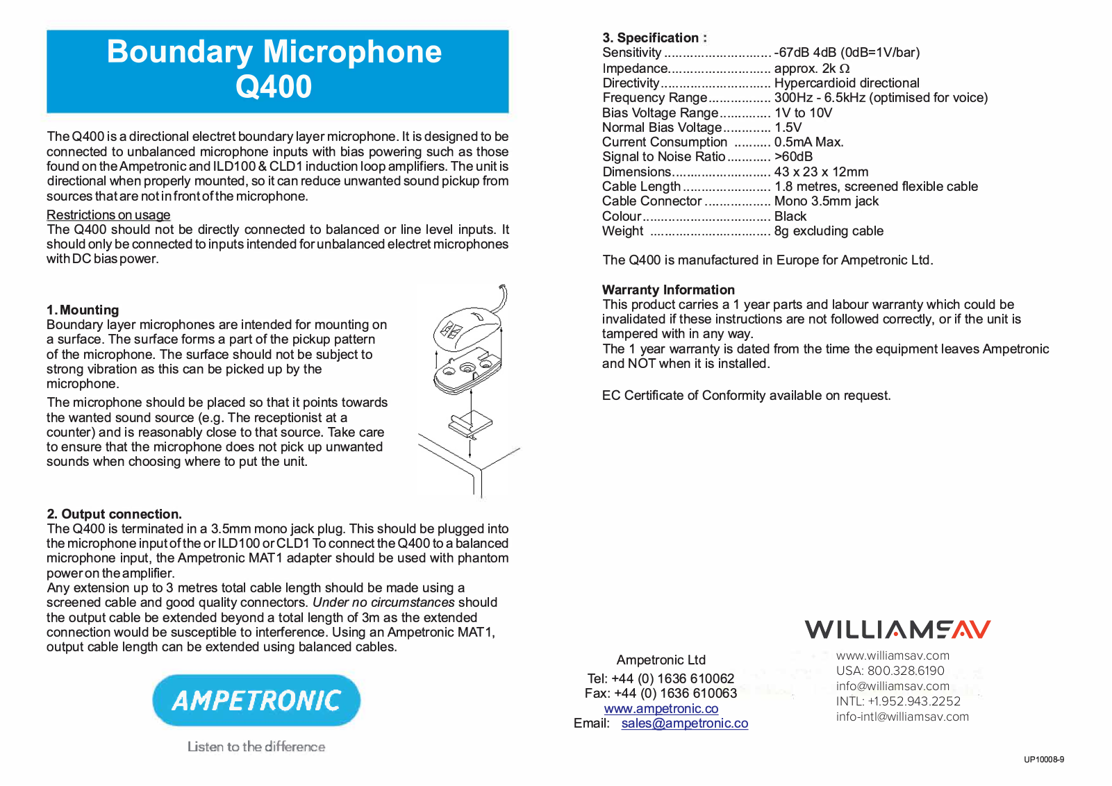 Williams AV EC00012 User guide - ManualMachine.com