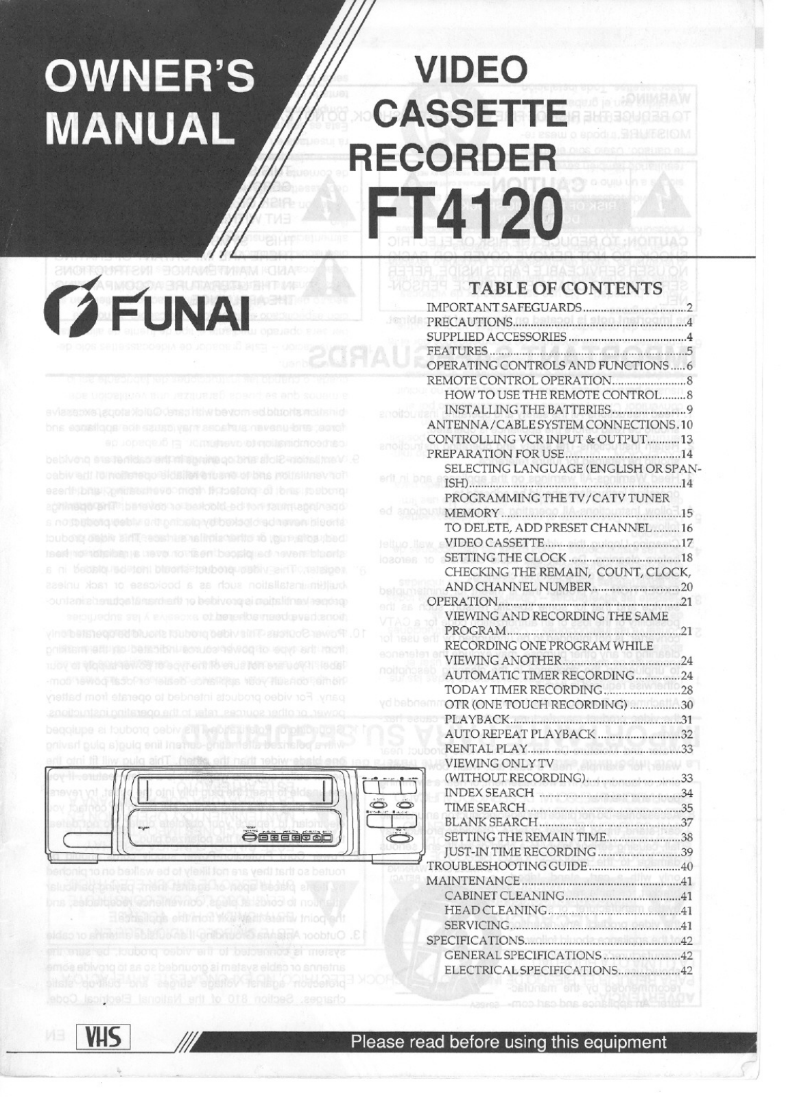 FUNAI FT4120 User Manual