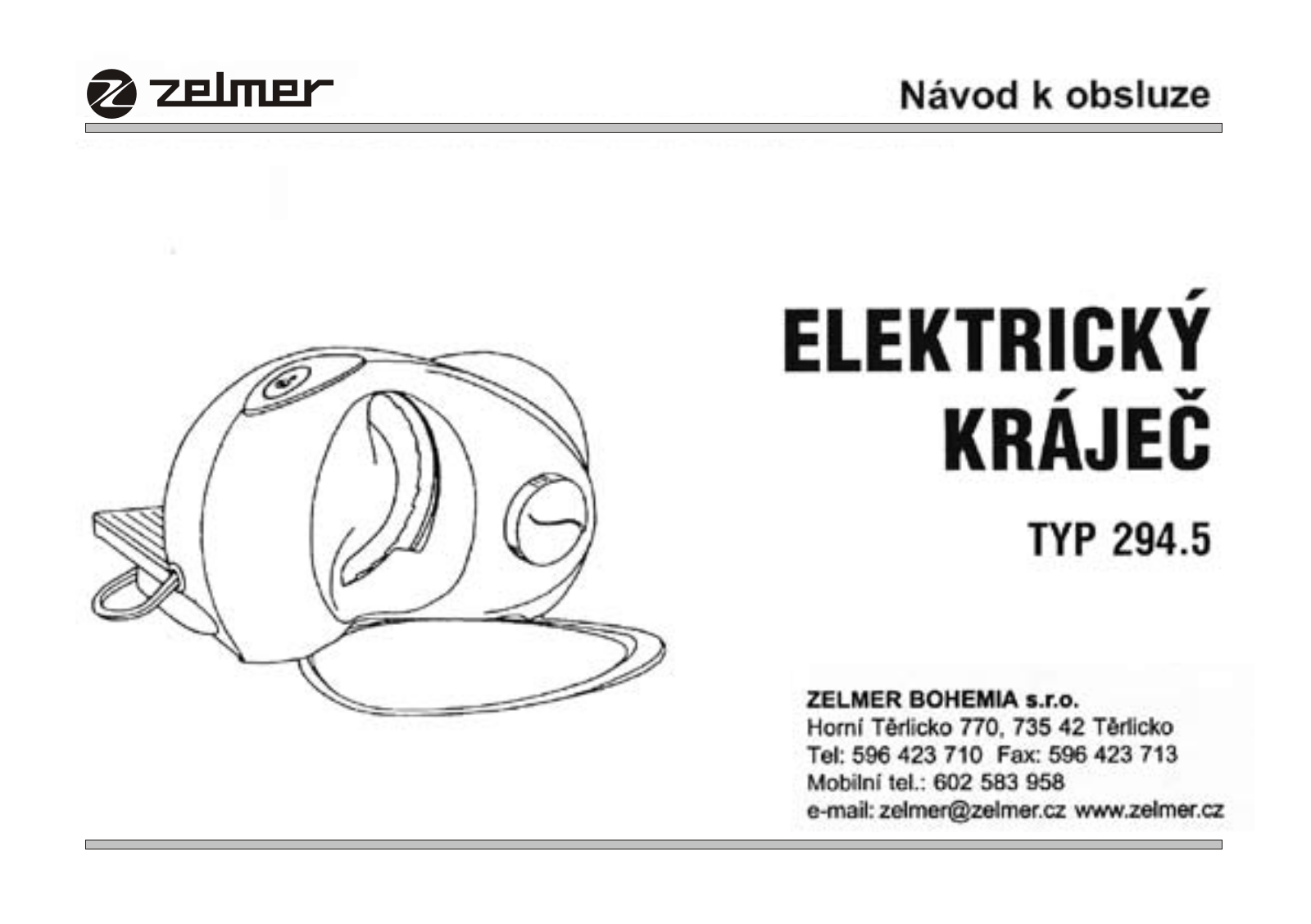 Zelmer 294.5 User Manual