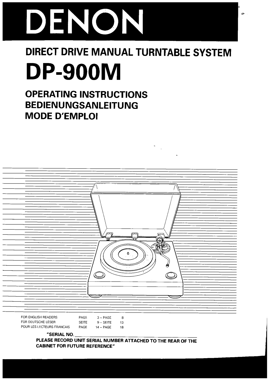 Denon DP-900M Owner's Manual