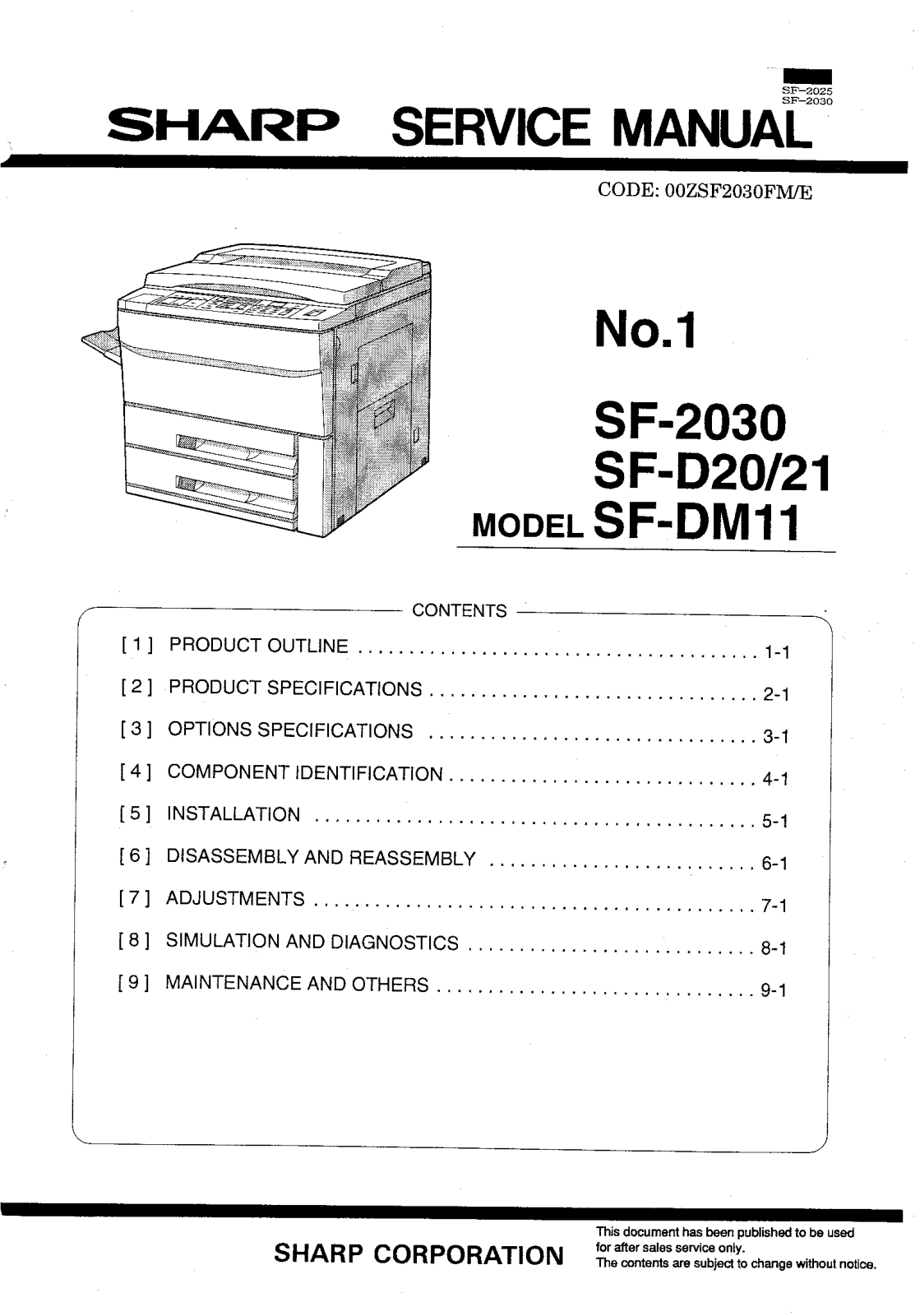 SHARP sf2030 Service Manual