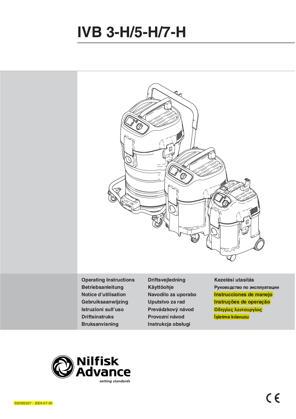 Nilfisk IVB-5H, IVB-7H, IVB-3H User Manual