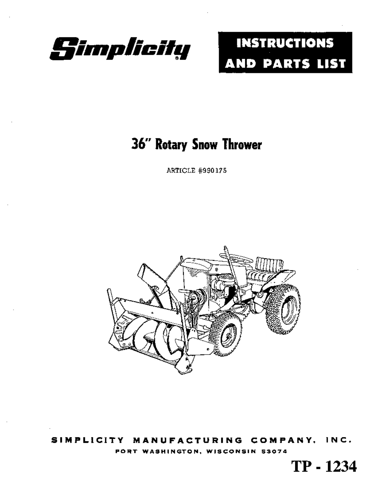 Simplicity TP-1234 User Manual