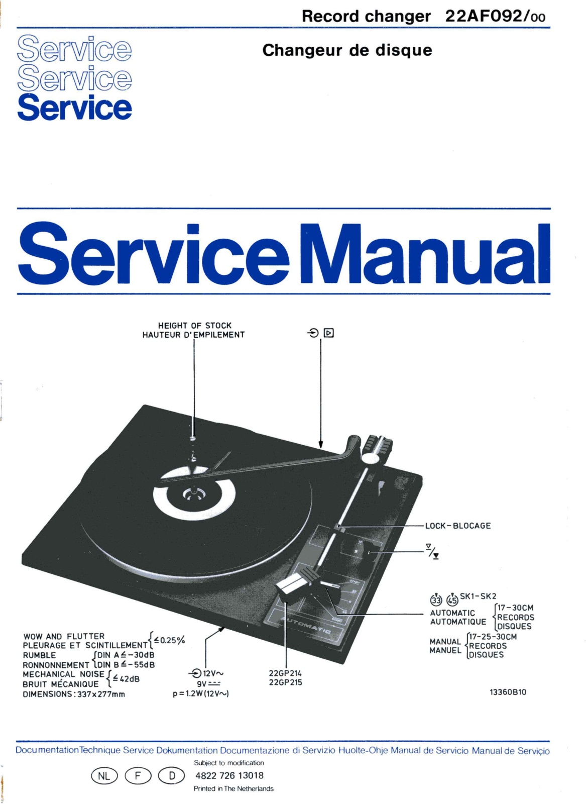 Philips 22-AF-092 Service Manual