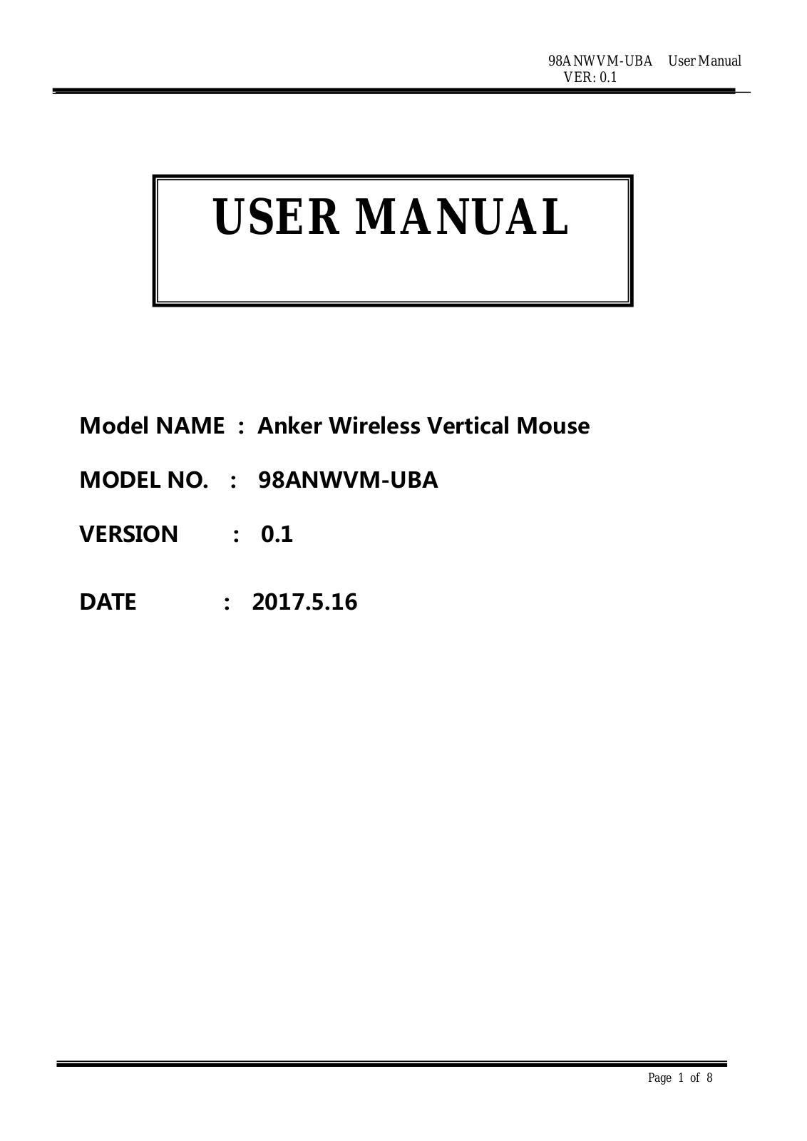 Anker Technology 98ANWVM UBA user manual