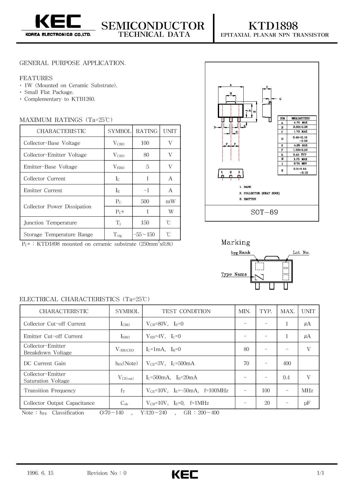 KEC KTD1898 Datasheet