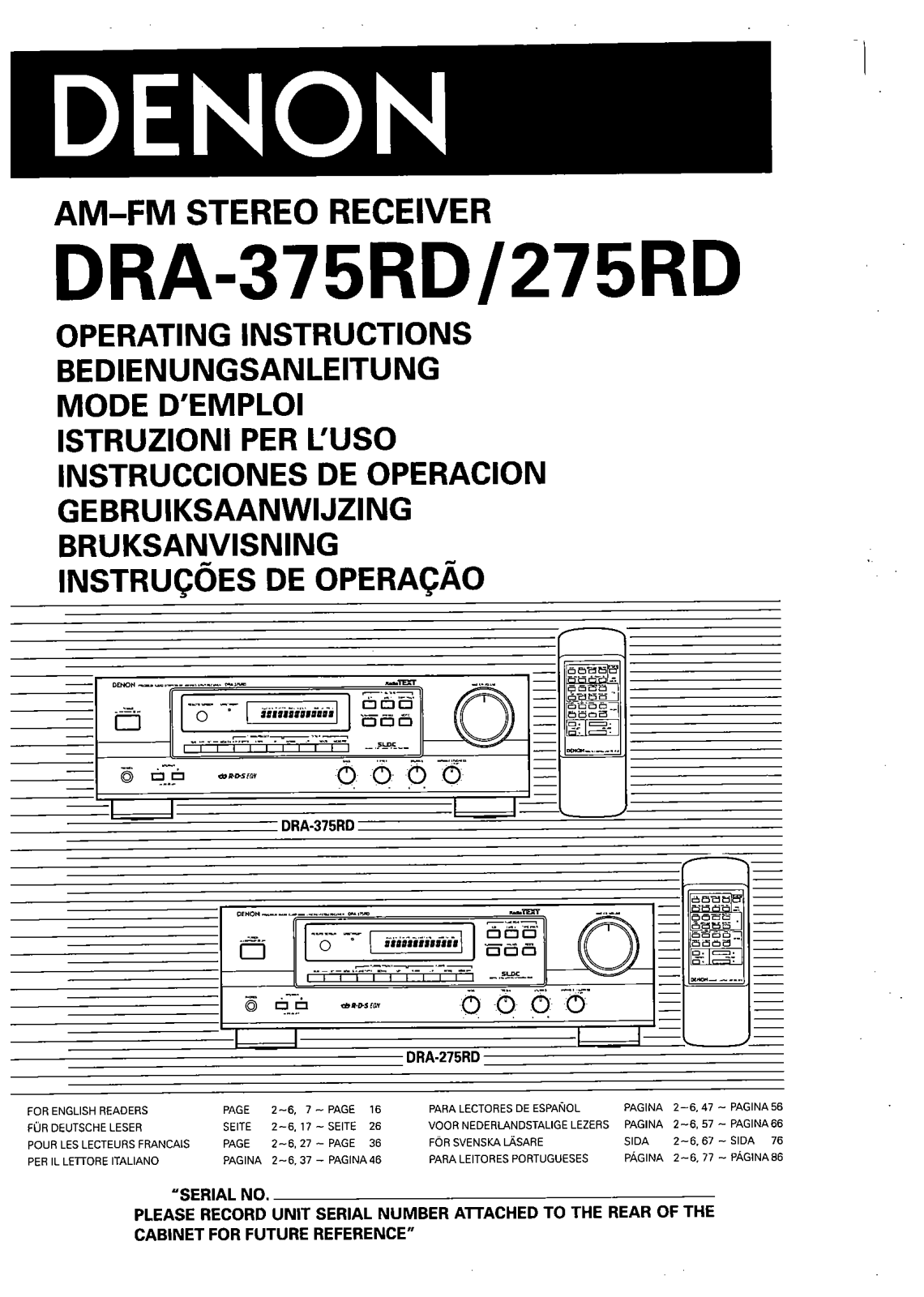 Denon DRA-375RD, DRA-275RD User Manual