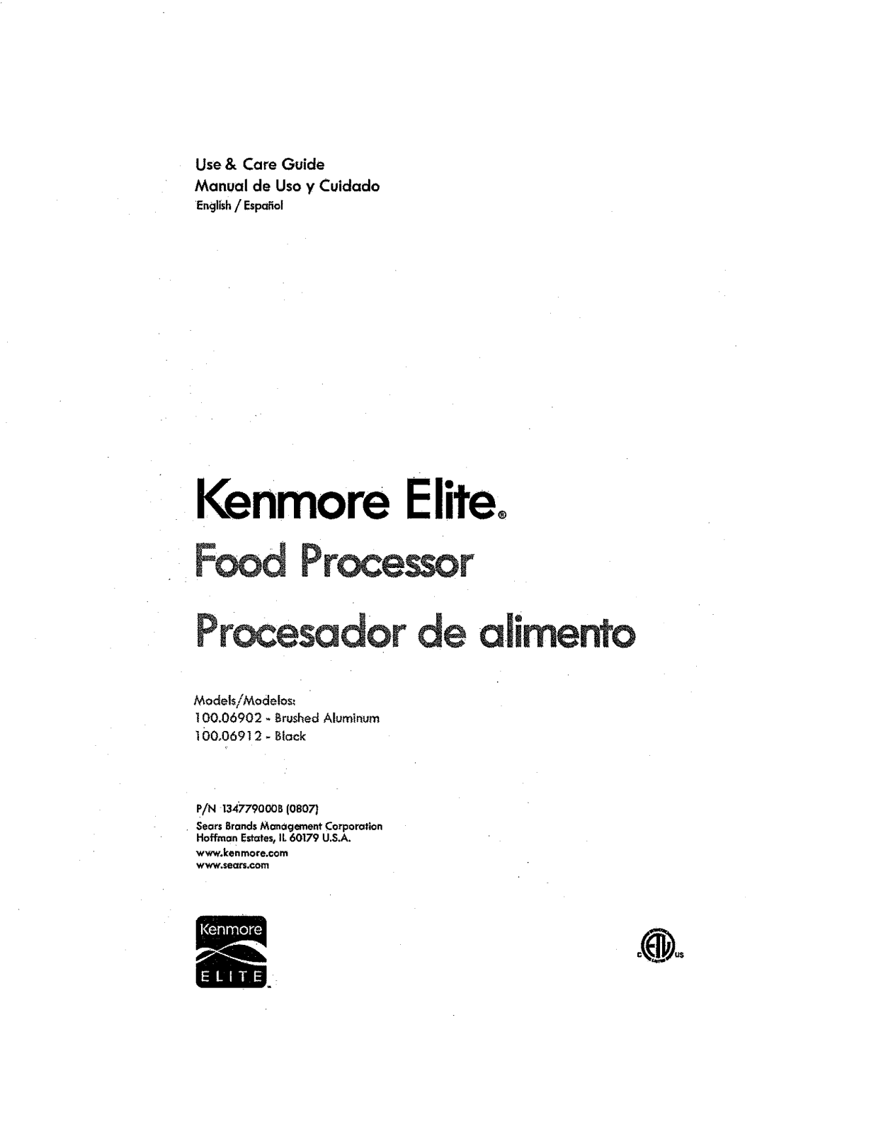 Kenmore Elite 10006902, 10006912 Owner’s Manual