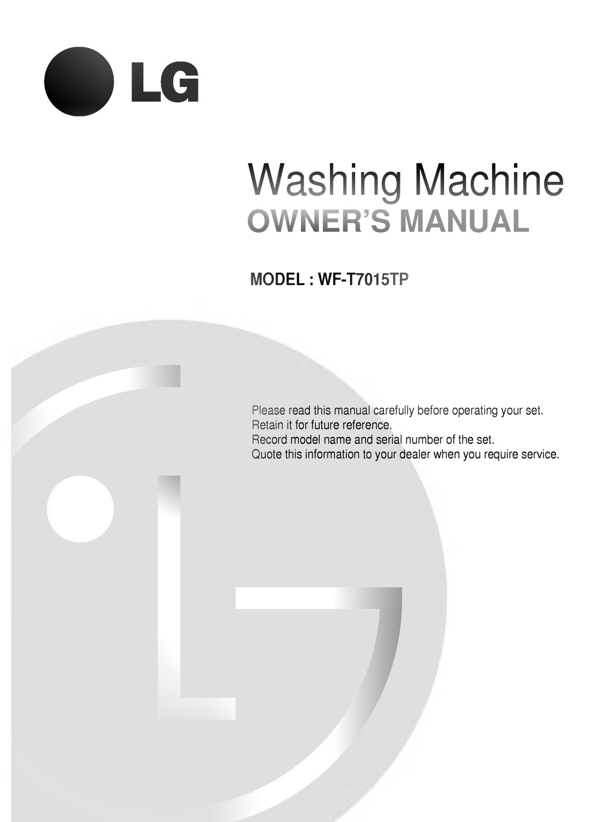 LG WF-T7505TPK Owner’s Manual
