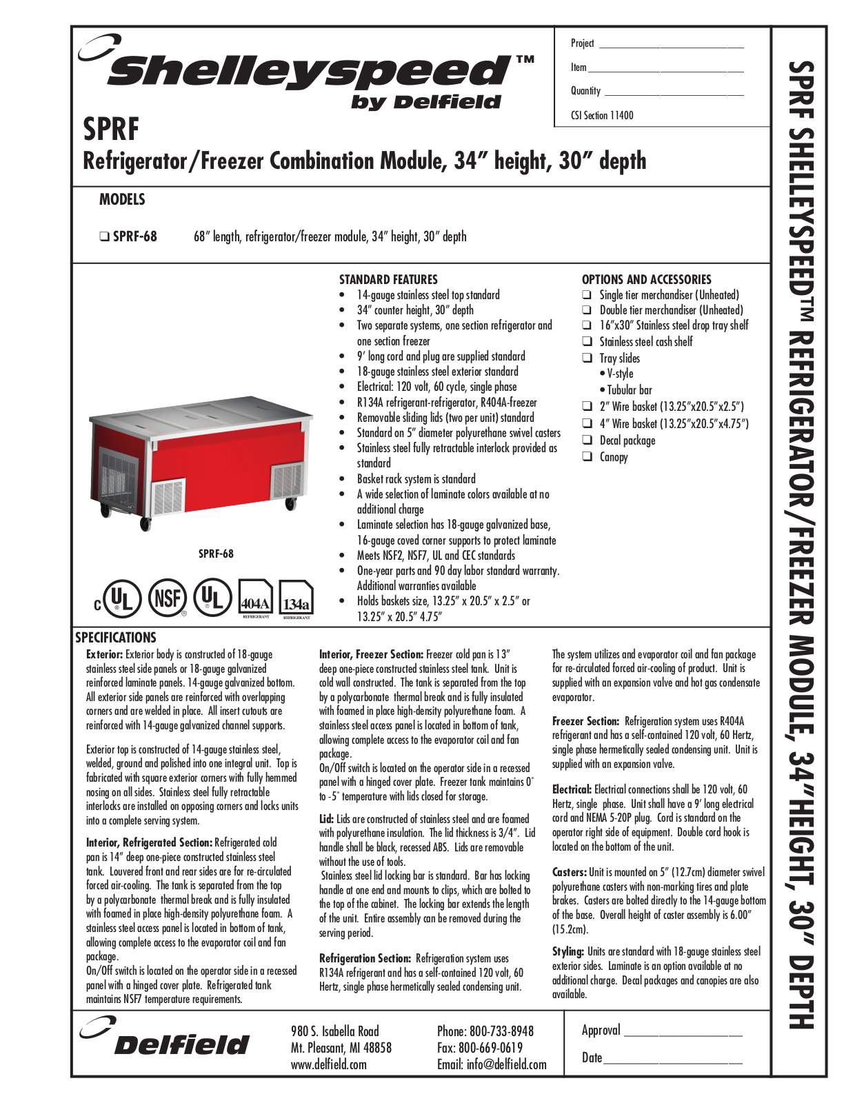 Shelley SPRF Specifications