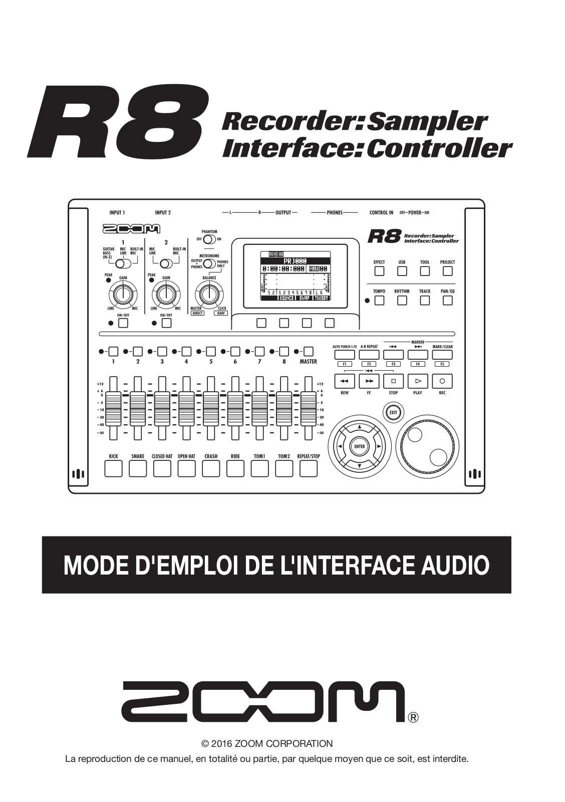 Zoom R8 AUDIO INTERFACE MANUAL