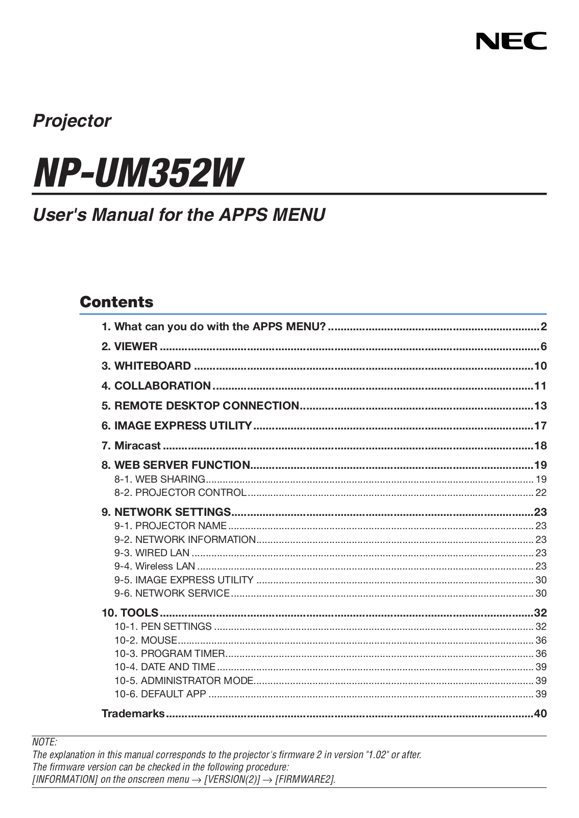 NEC NP-UM352W User Manual