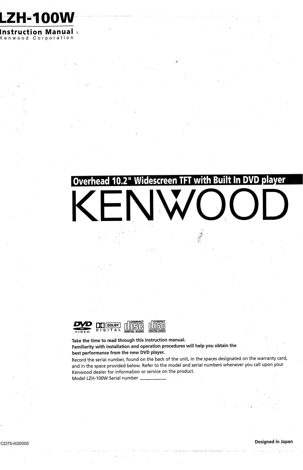 Kenwood LZH-100W Owner's Manual