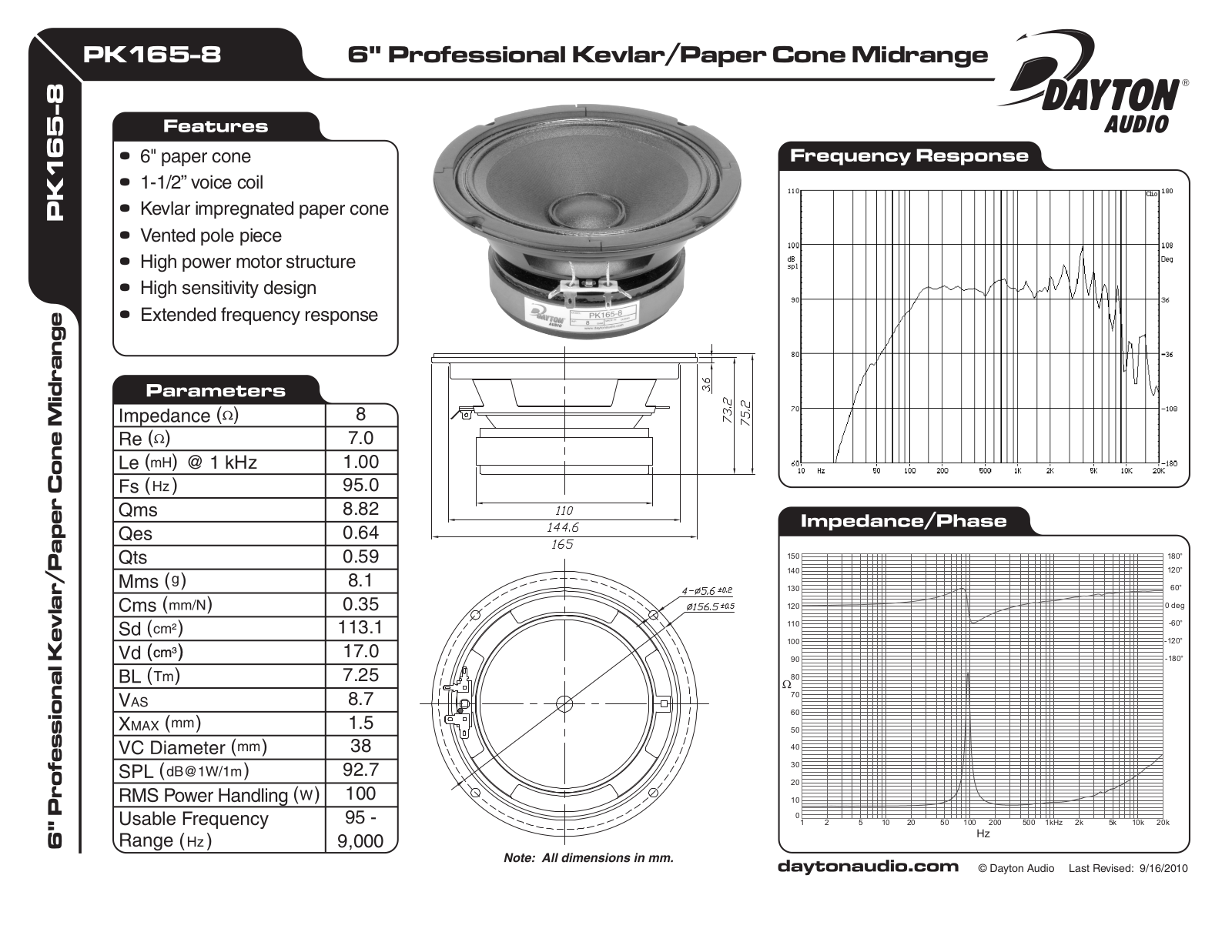 Dayton PK165-8 User Manual