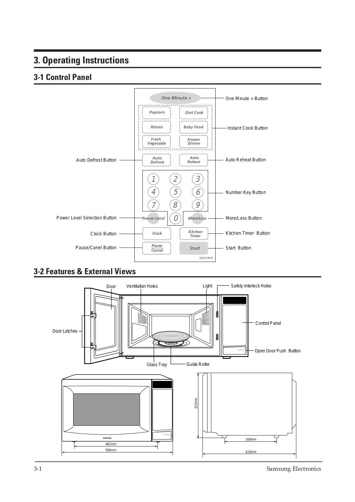 Samsung MW7490W, MW7490W-XAC Operating Instructions