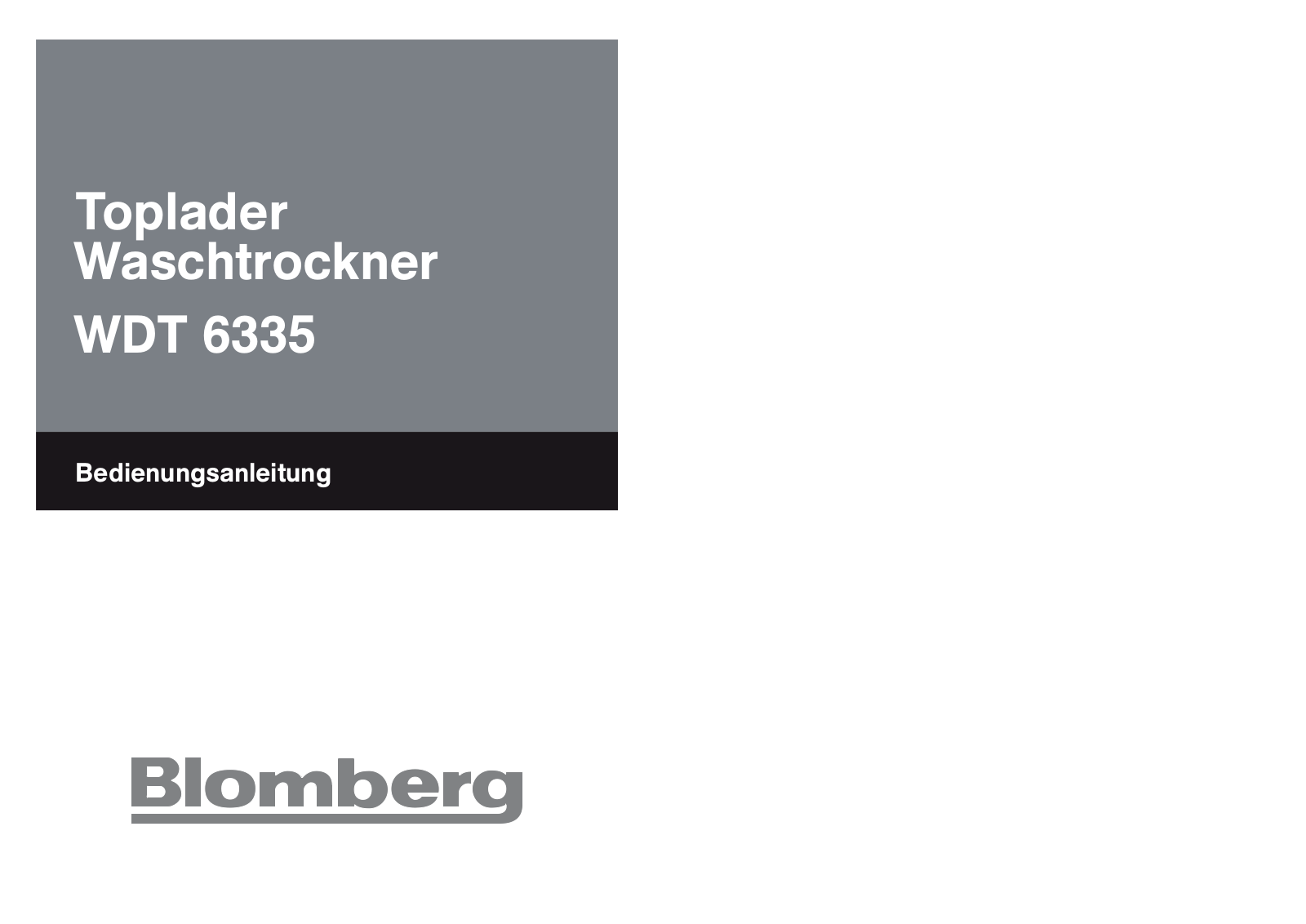 Blomberg WDT 6335 User Manual
