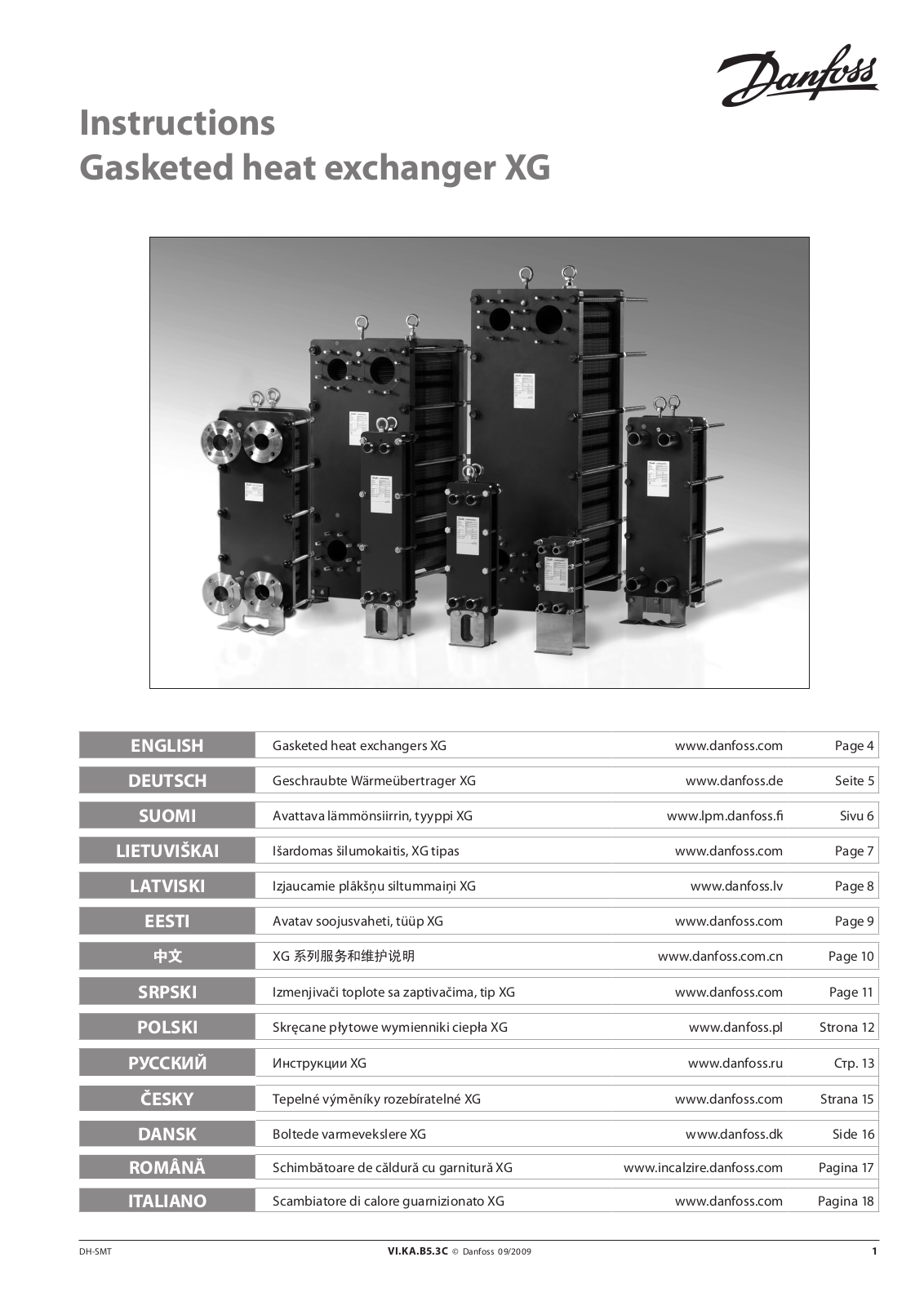 Danfoss Gasketed heat exchanger XG Operating guide