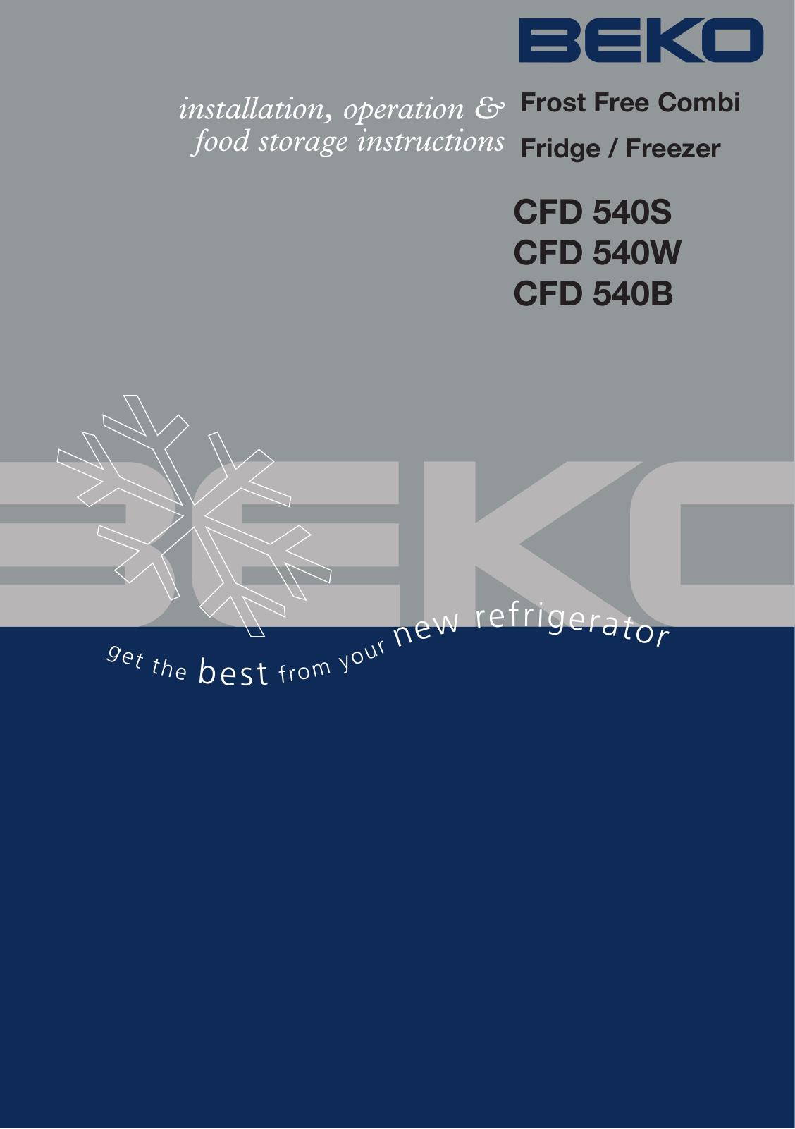 Beko CFD 540B, CFD 540W, CFD 540S User Manual