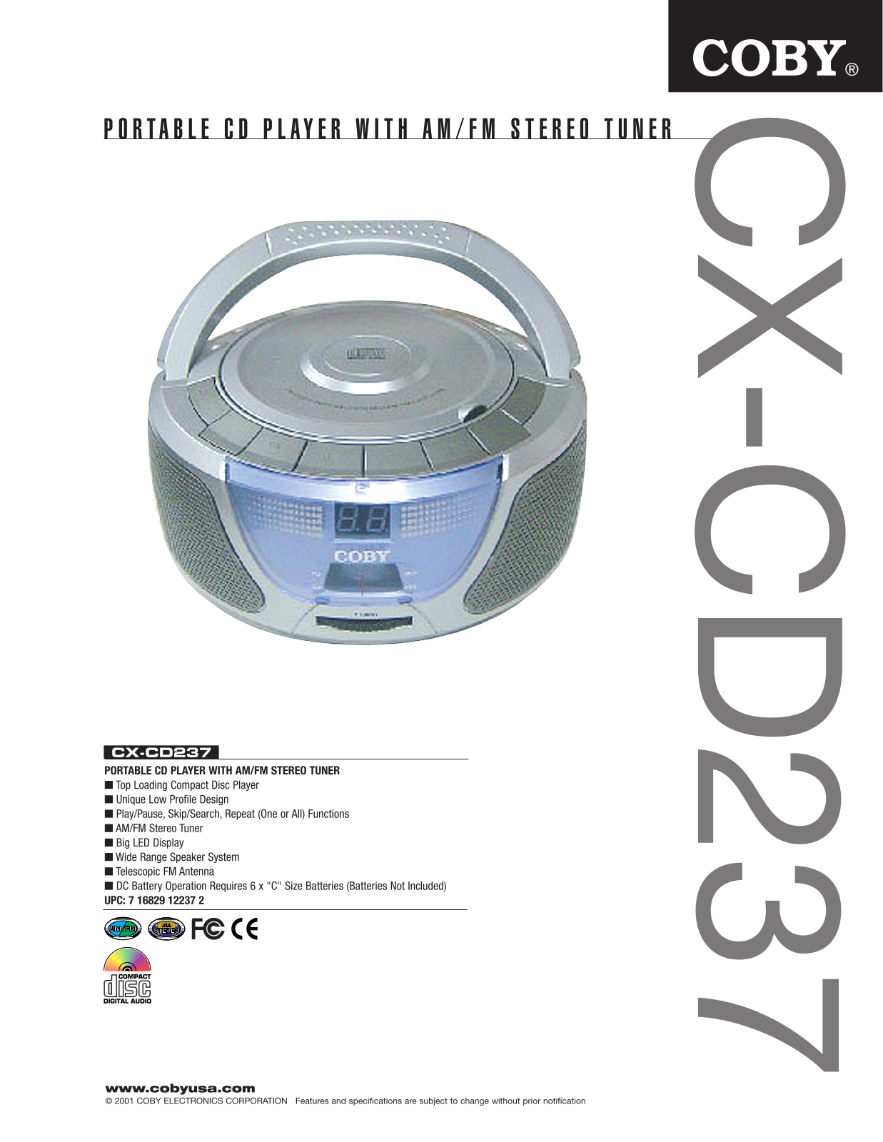 COBY electronic CX-CD237 User Manual