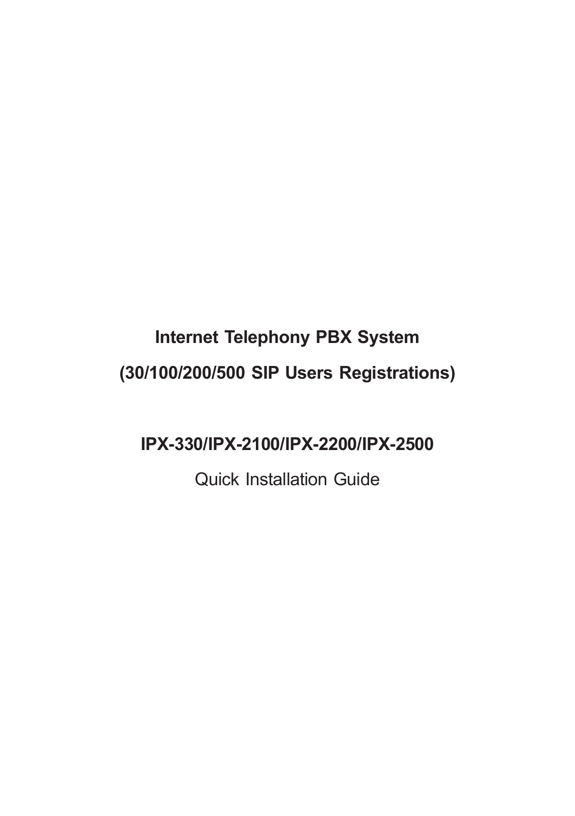 Planet IPX-330, IPX-2100, IPX-2200, IPX-2500 Quick Installation Manual