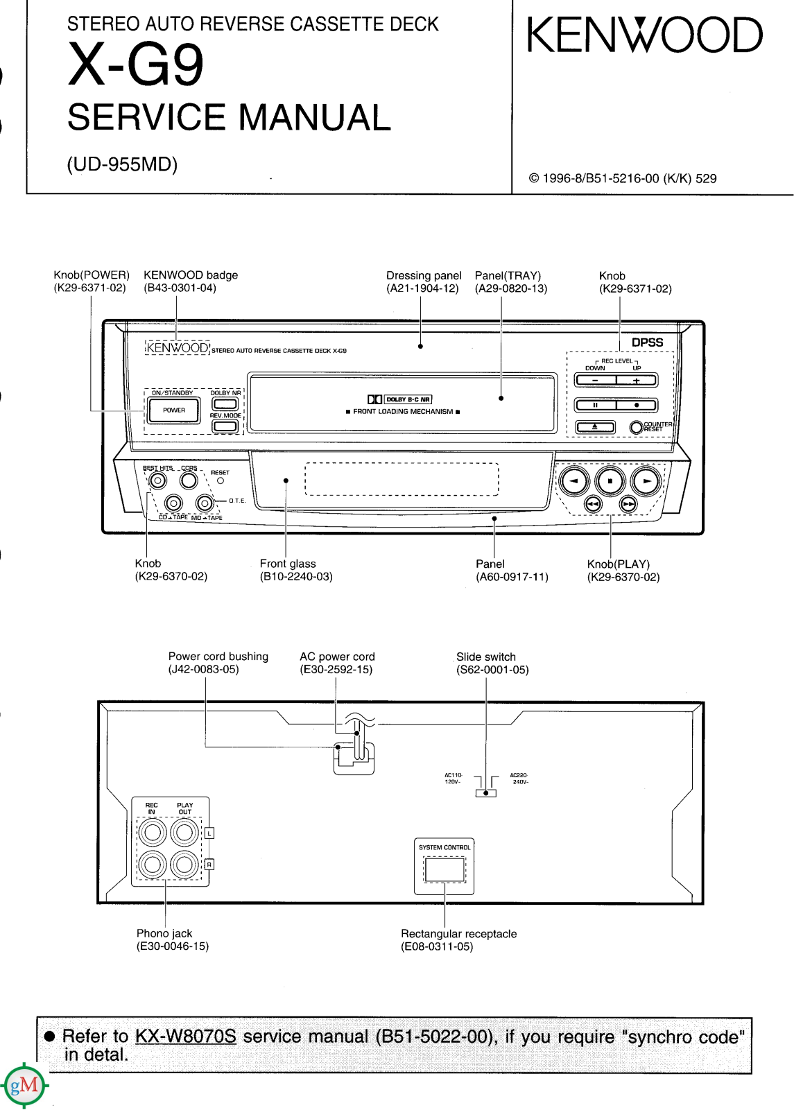 Kenwood UD-955-MD, XG-9 Service manual