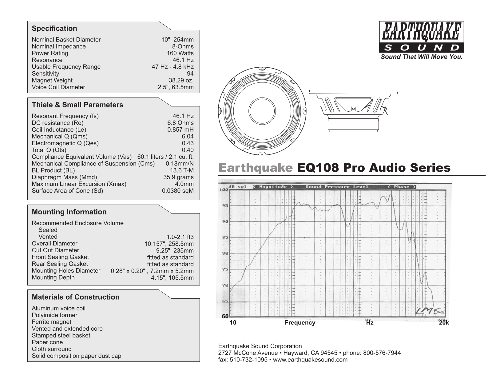 Earthquake Sound EQ108 User Manual