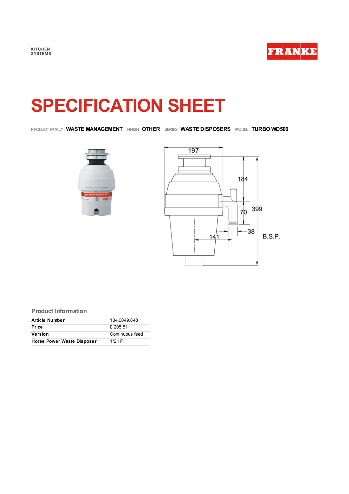 Franke Foodservice WD500 User Manual