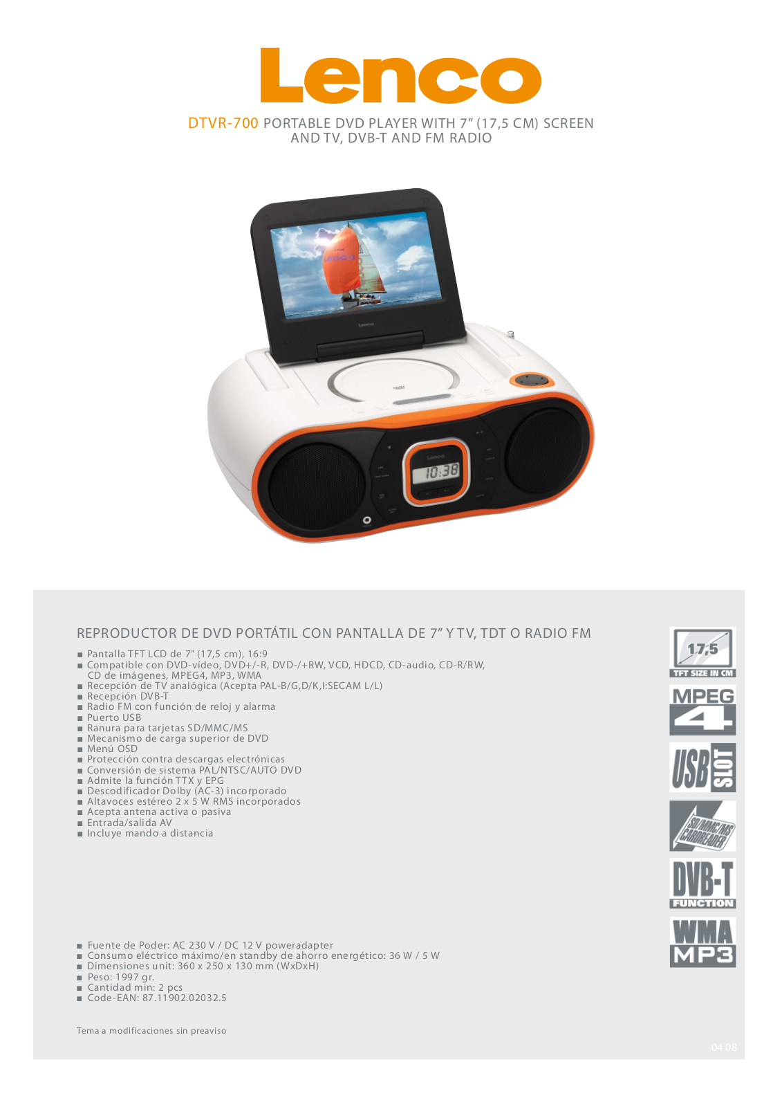 Lenco DTVR-700 BROCHURE