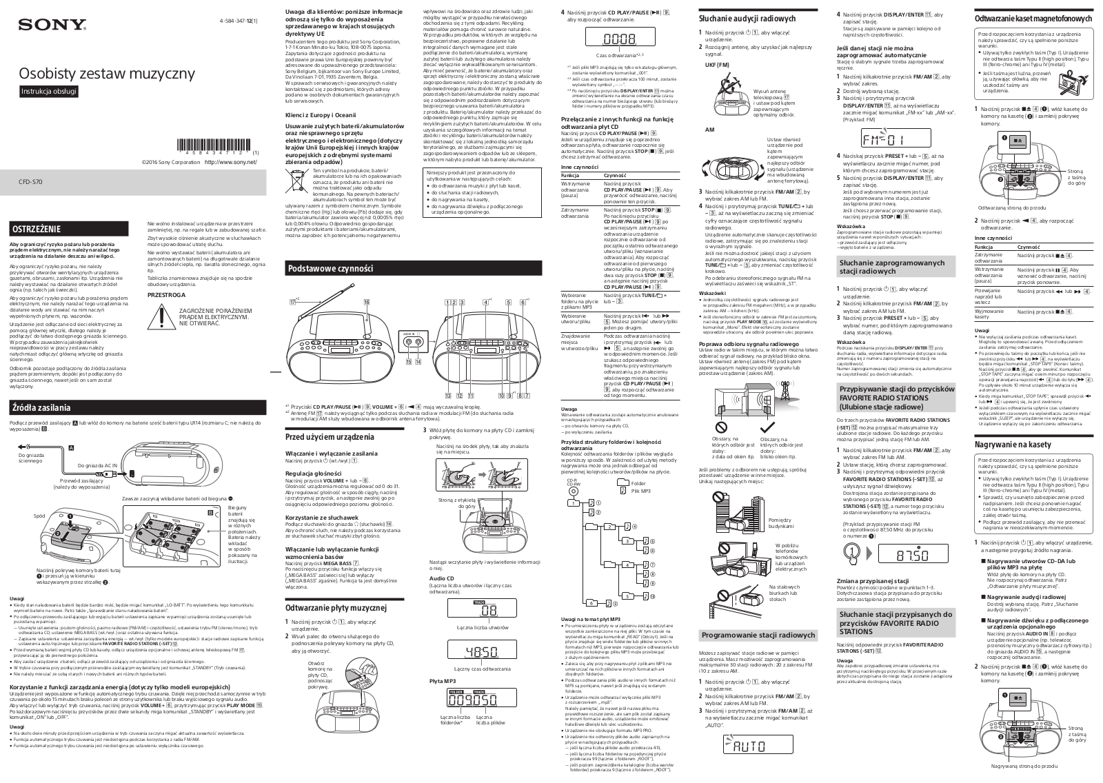 Sony CFD-S70 User Manual