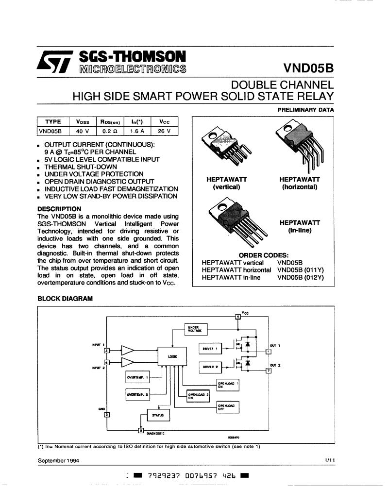 SGS-THOMSON VND05B Technical data