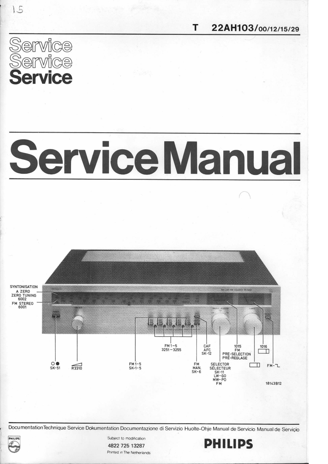 Philips 22-AH-103 Service Manual