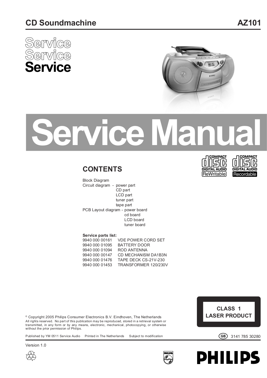 Philips AZ-101 Service Manual