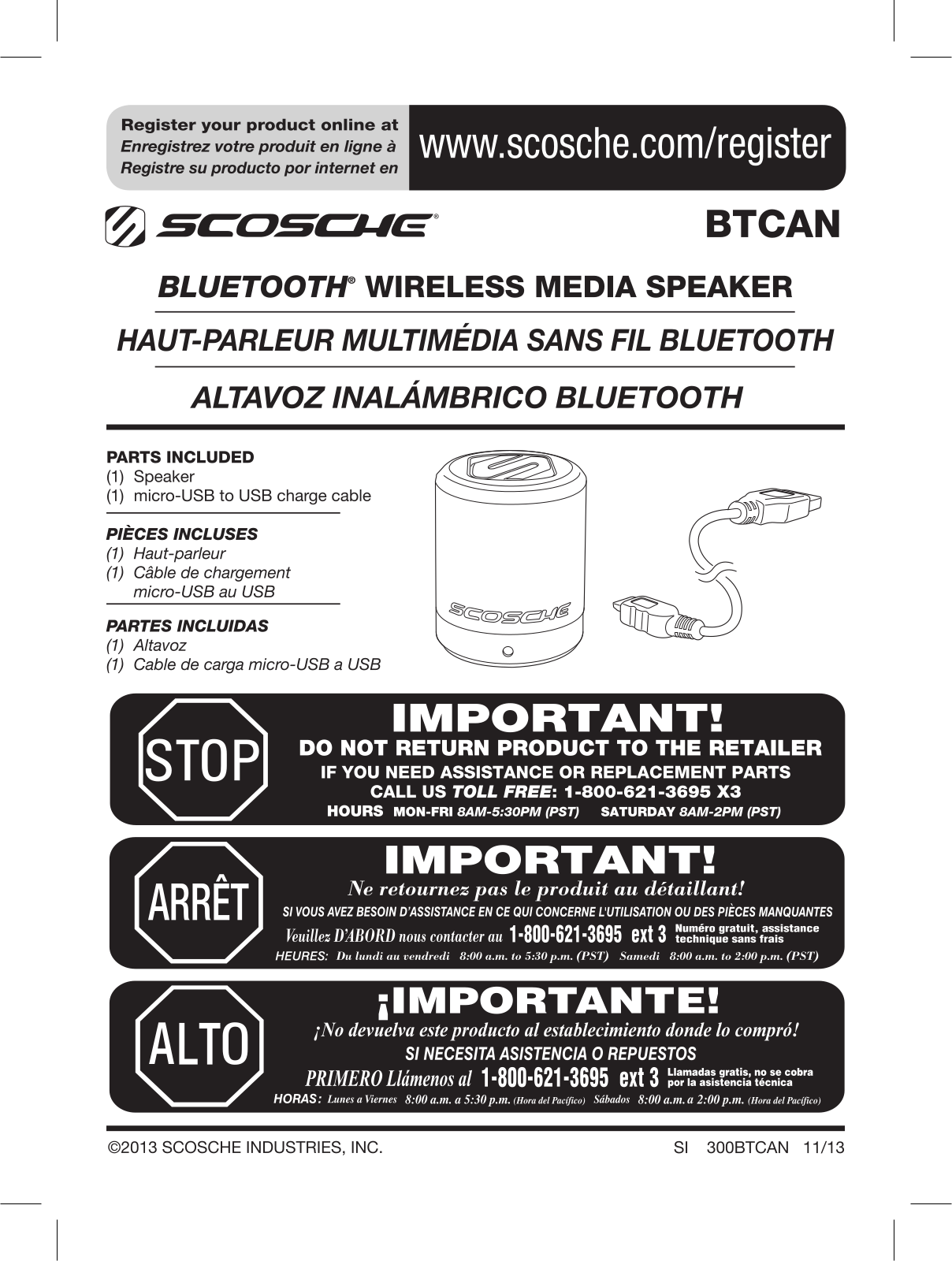 Scosche BTCANBK, BTCANRD User manual