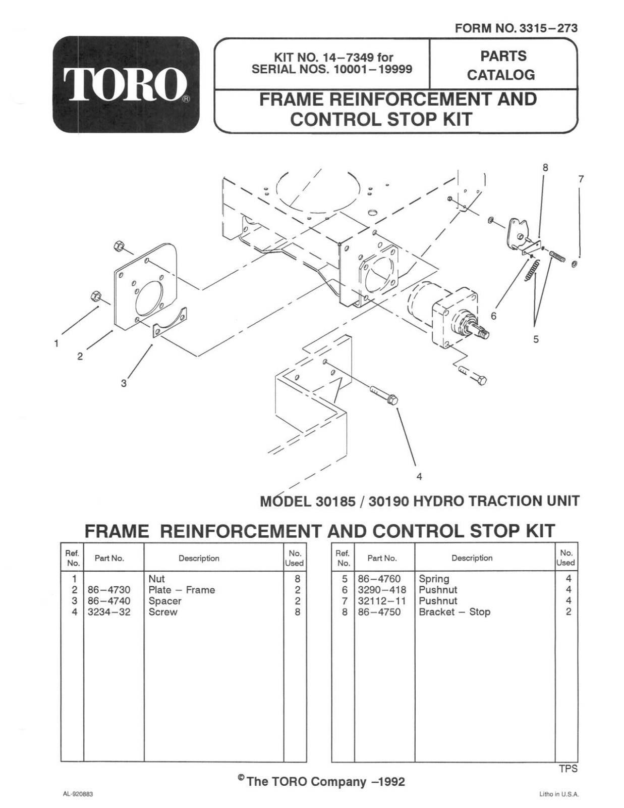 Toro 14-7349 Parts Catalogue