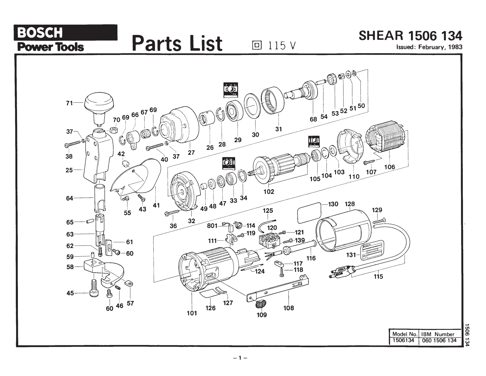 Bosch 1506 134 Parts List