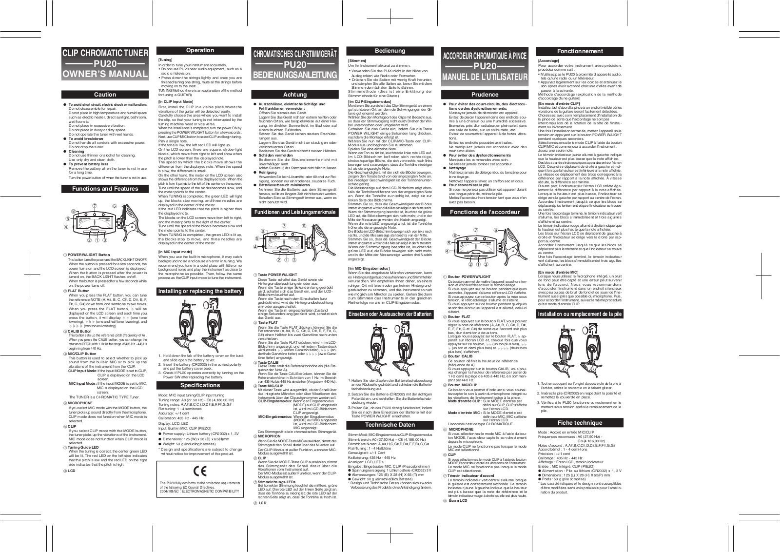 Ibanez PU20 Owner's Manual