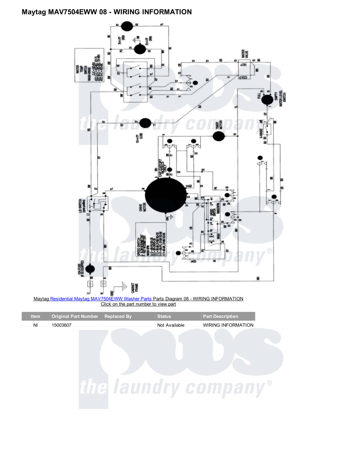 Maytag MAV7504EWW Parts Diagram