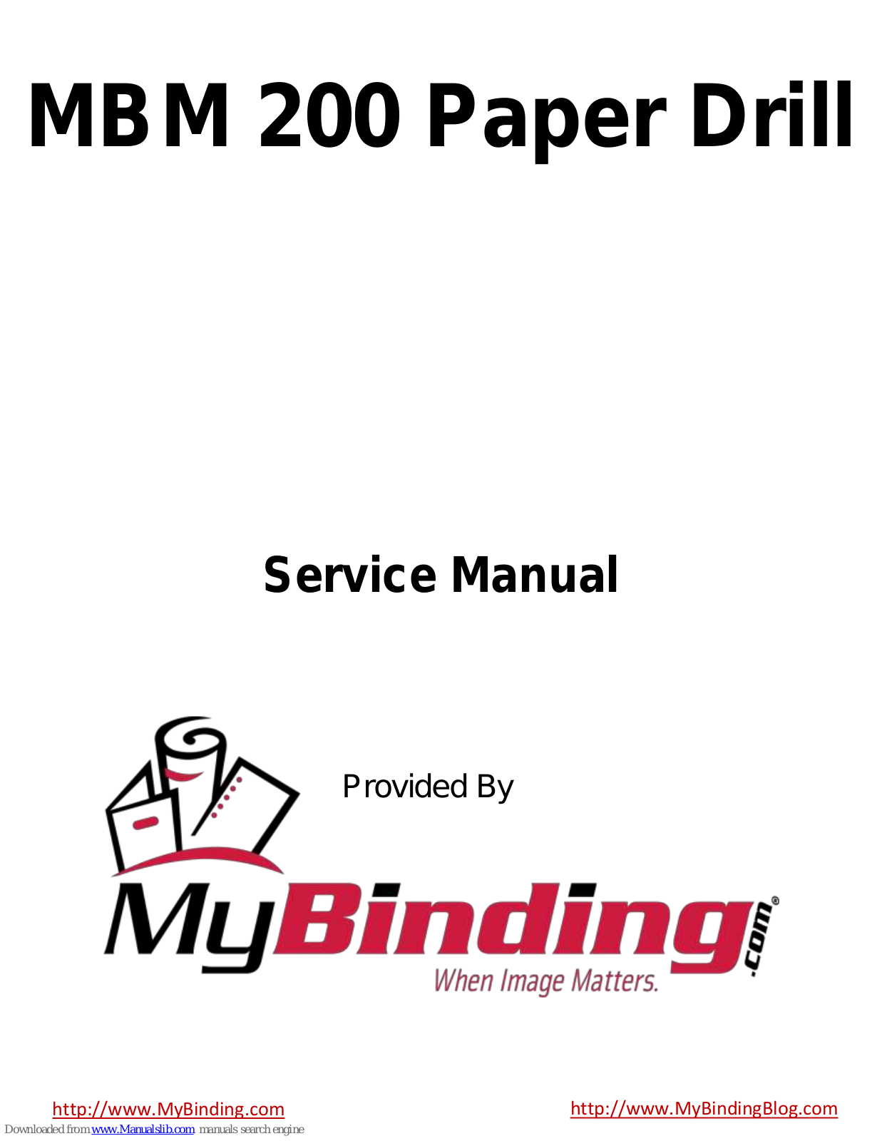 MBM 200 Operating And Maintenance Instructions Manual