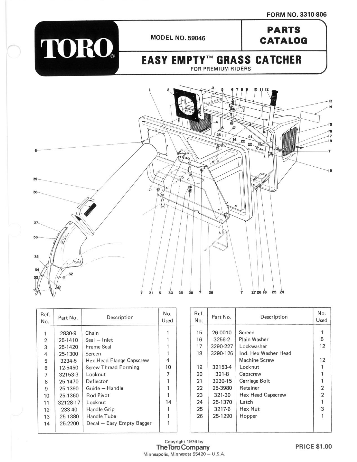 Toro 59046 Parts Catalogue