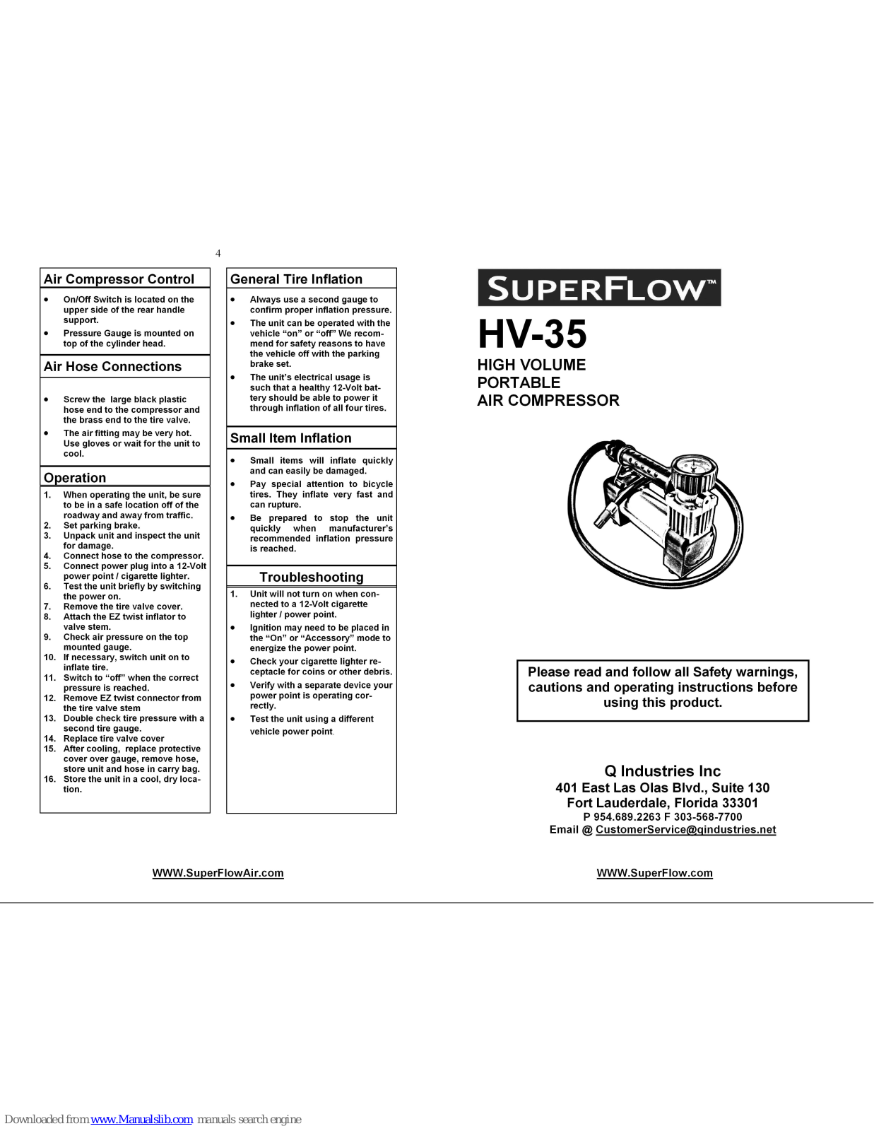 SuperFlow HV-35 User Manual - ManualMachine.com