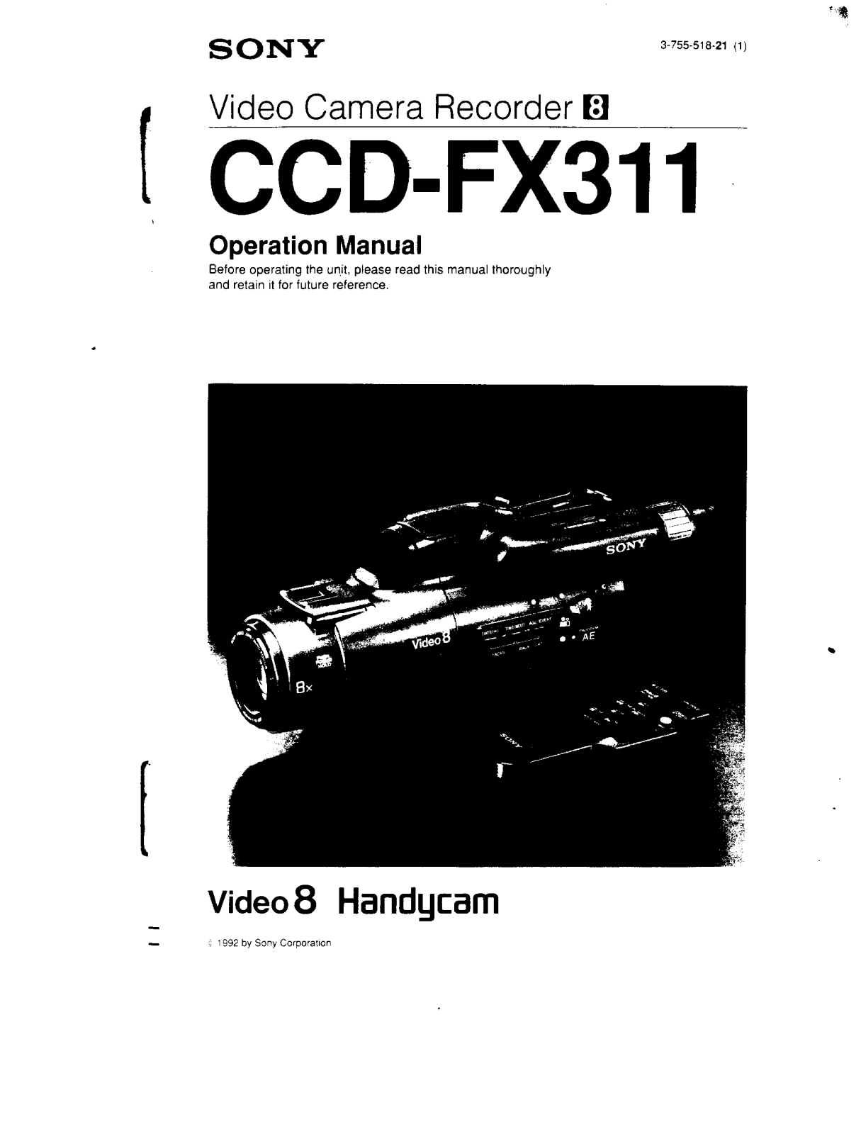 Sony CCD-FX311 Operating Instruction