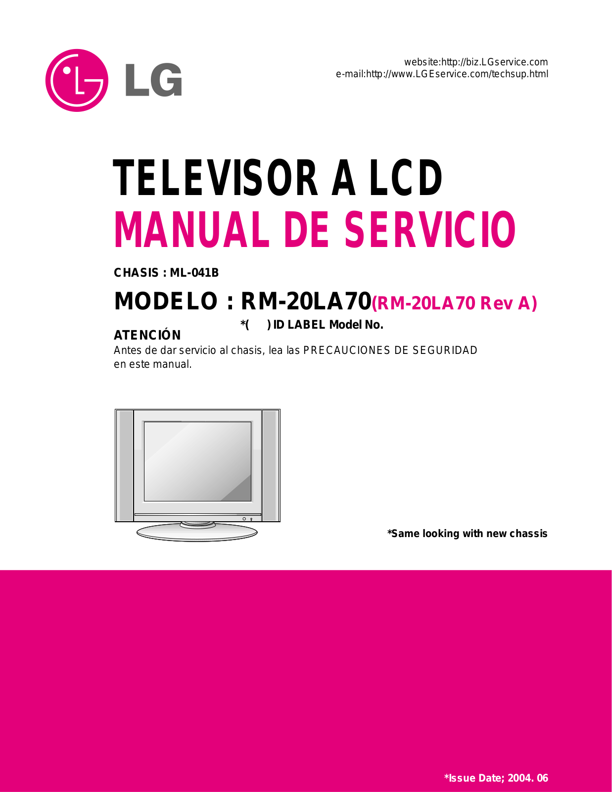 LG RP-20LA70 Service Manual