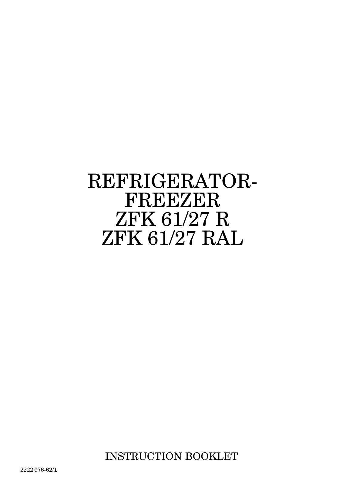 Zanussi ZFK61-27RA User Manual