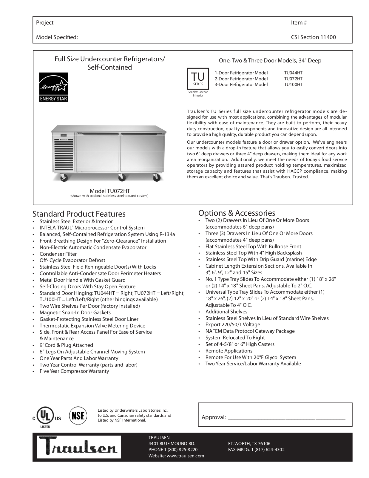 Traulsen TU100HT General Manual